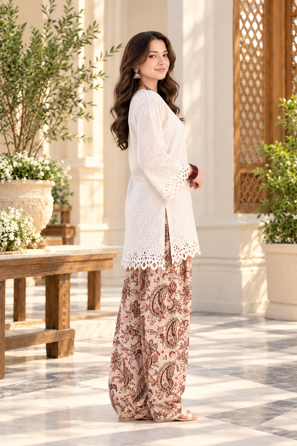 Vintage Charm 2pcs  With Farshi Shalwar