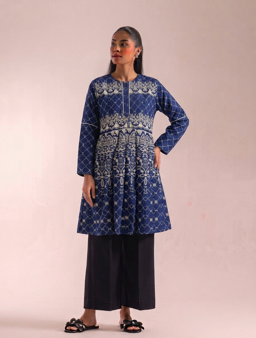 Blue Willow Frock Style Kurti