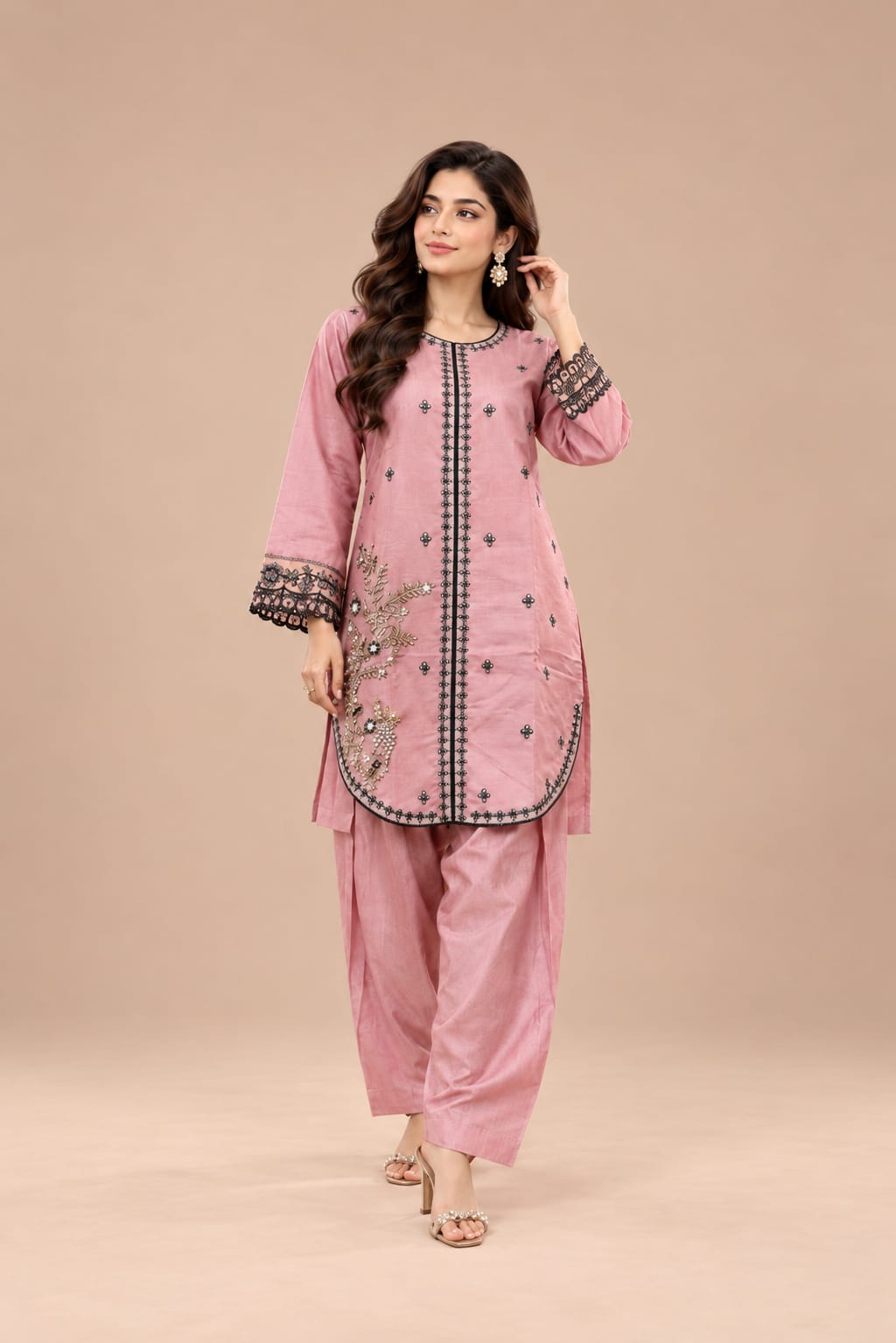 Blush Blossom 2PCS With Farshi Shalwar