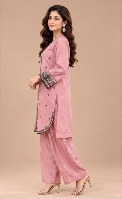Blush Blossom 2PCS With Farshi Shalwar