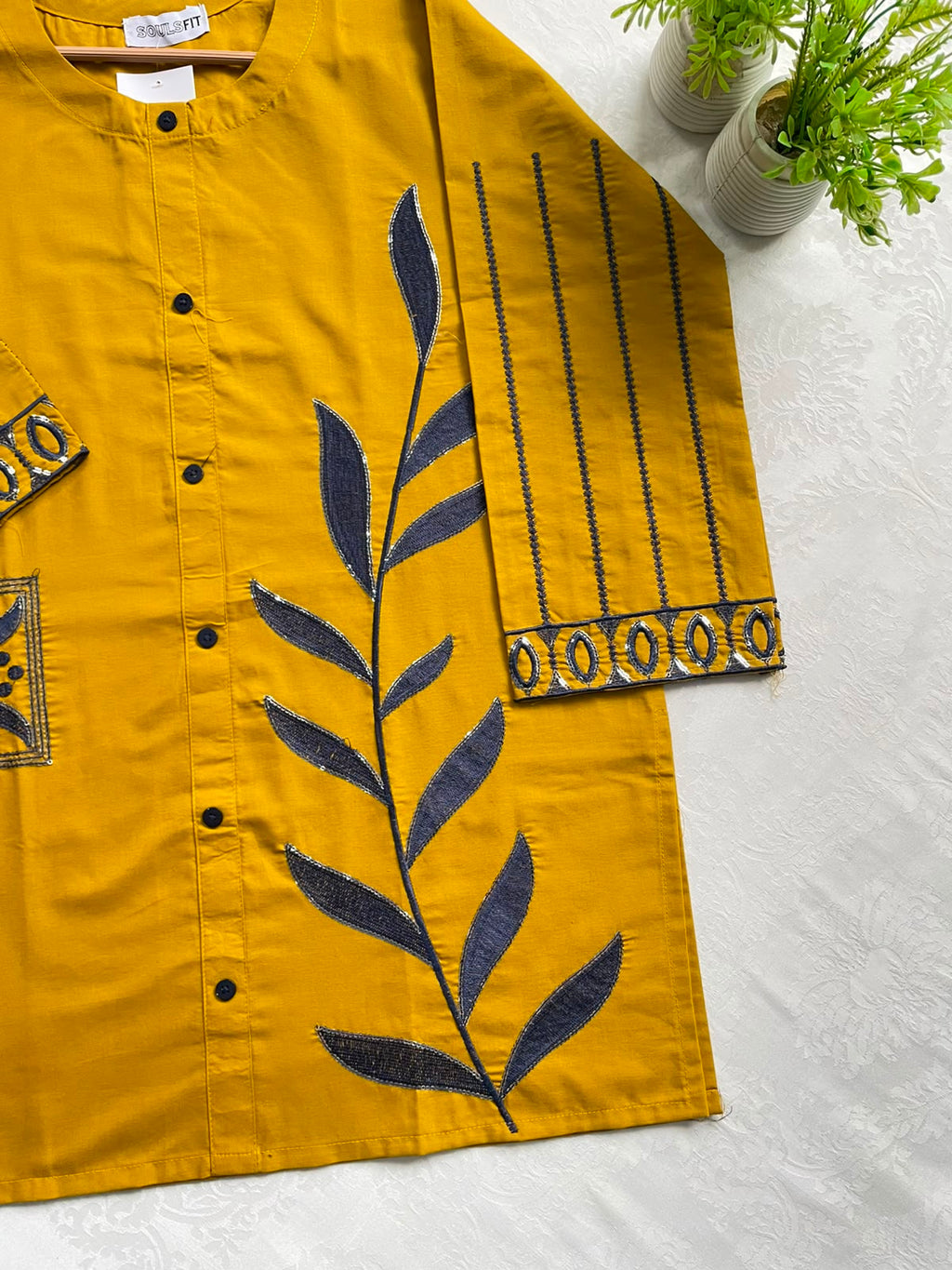 Golden Willow Summer Cotton  Embroidered Kurti