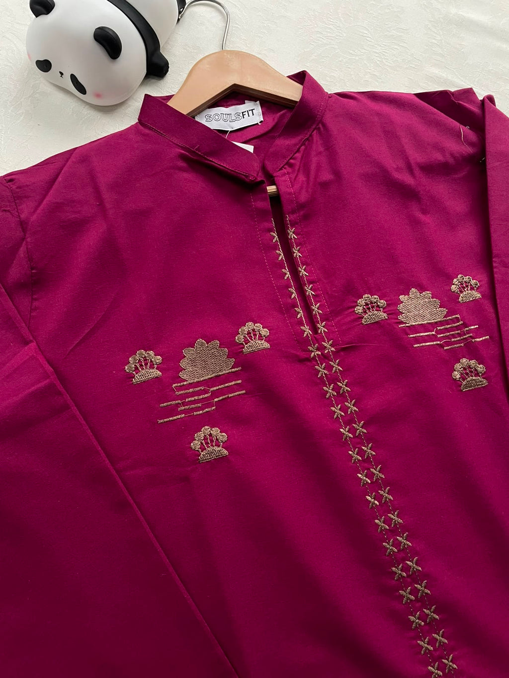 Fuchsia Flora Summer Cotton Embroidered Kurti