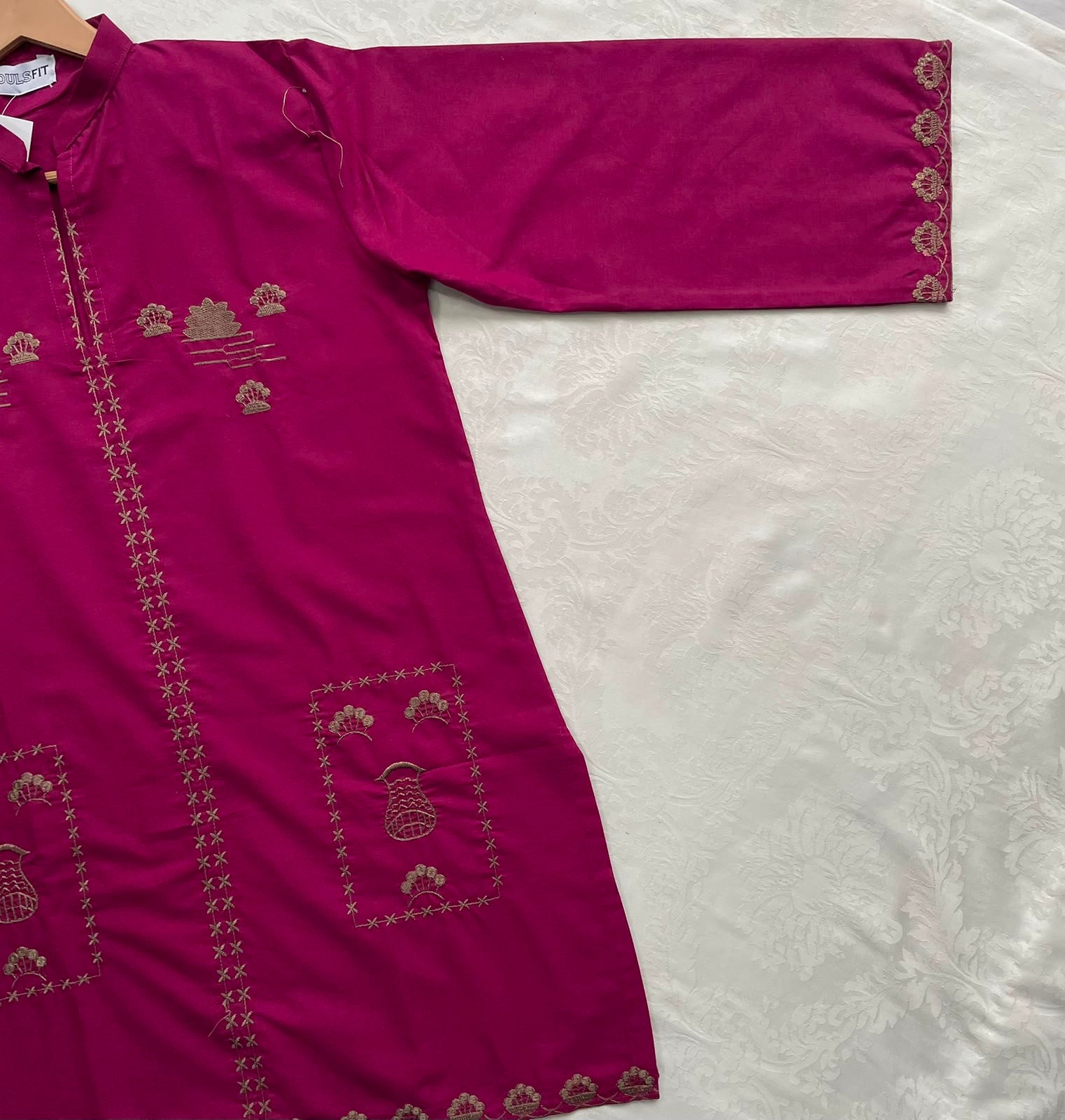 Fuchsia Flora Summer Cotton Embroidered Kurti