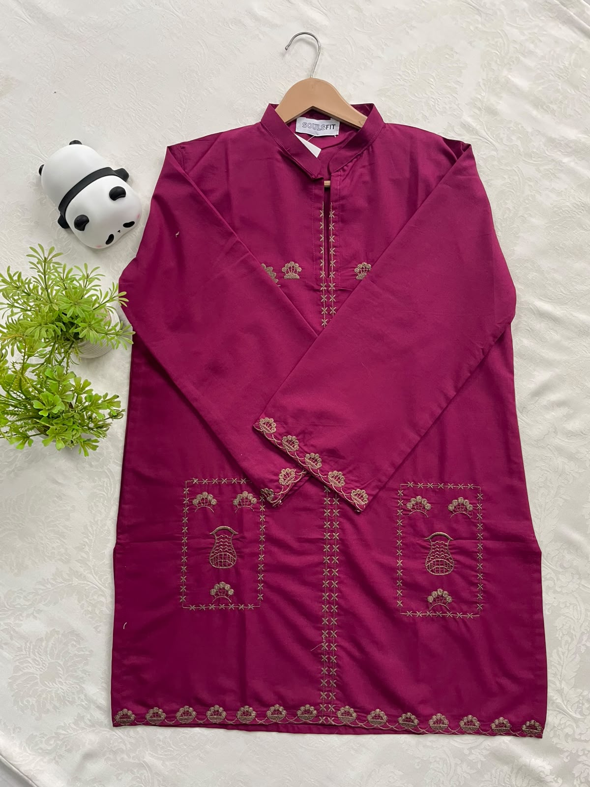 Fuchsia Flora Summer Cotton Embroidered Kurti