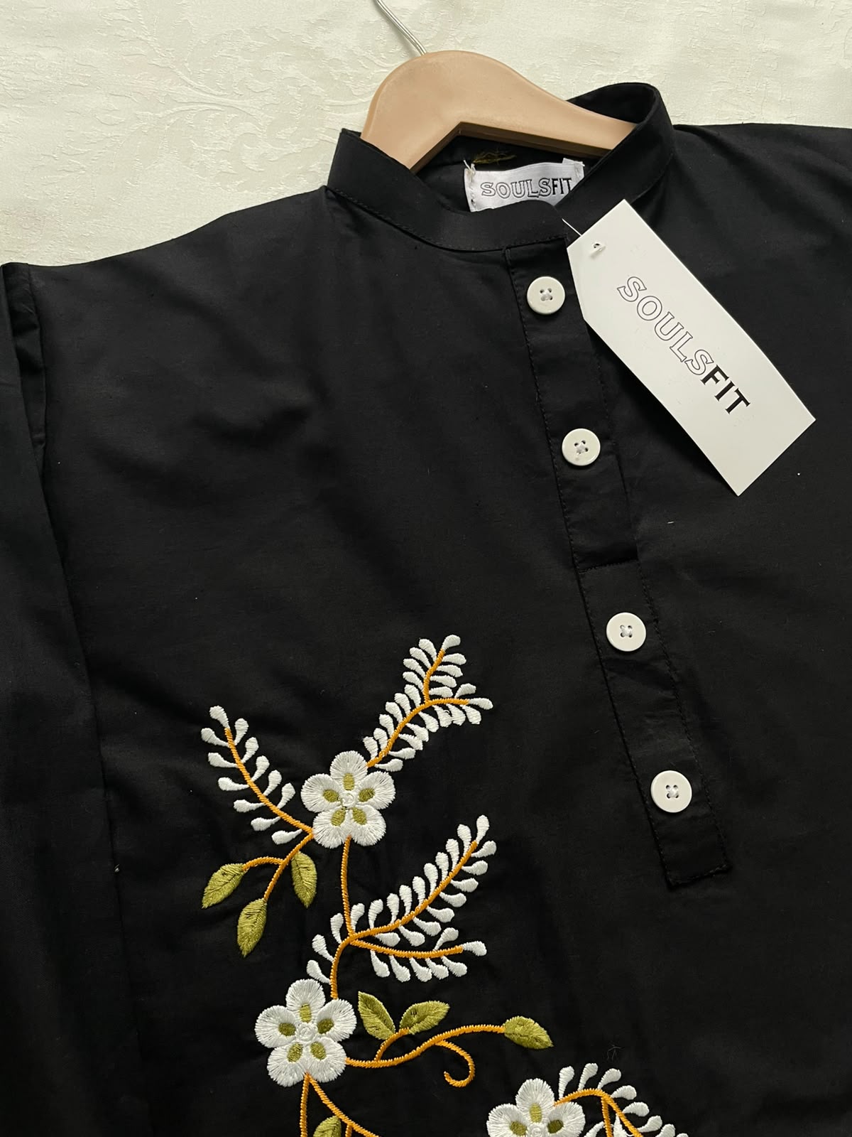 Moonlit Vine Summer Cotton Embroidered Kurti