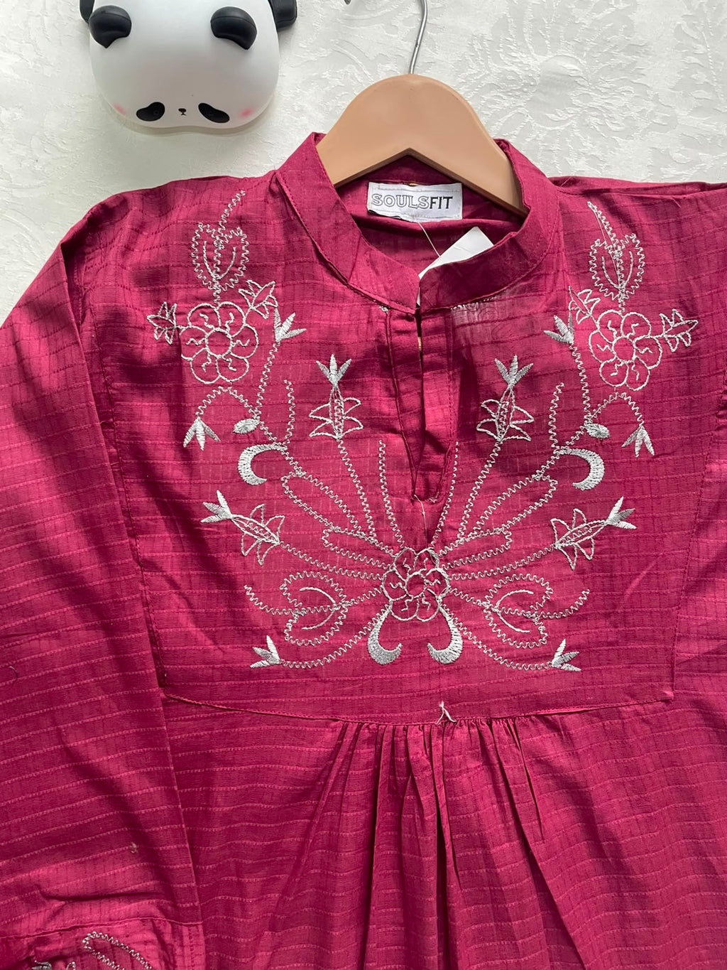 Fuchsia Rose Affair Summer Cotton Embroidere Kurti