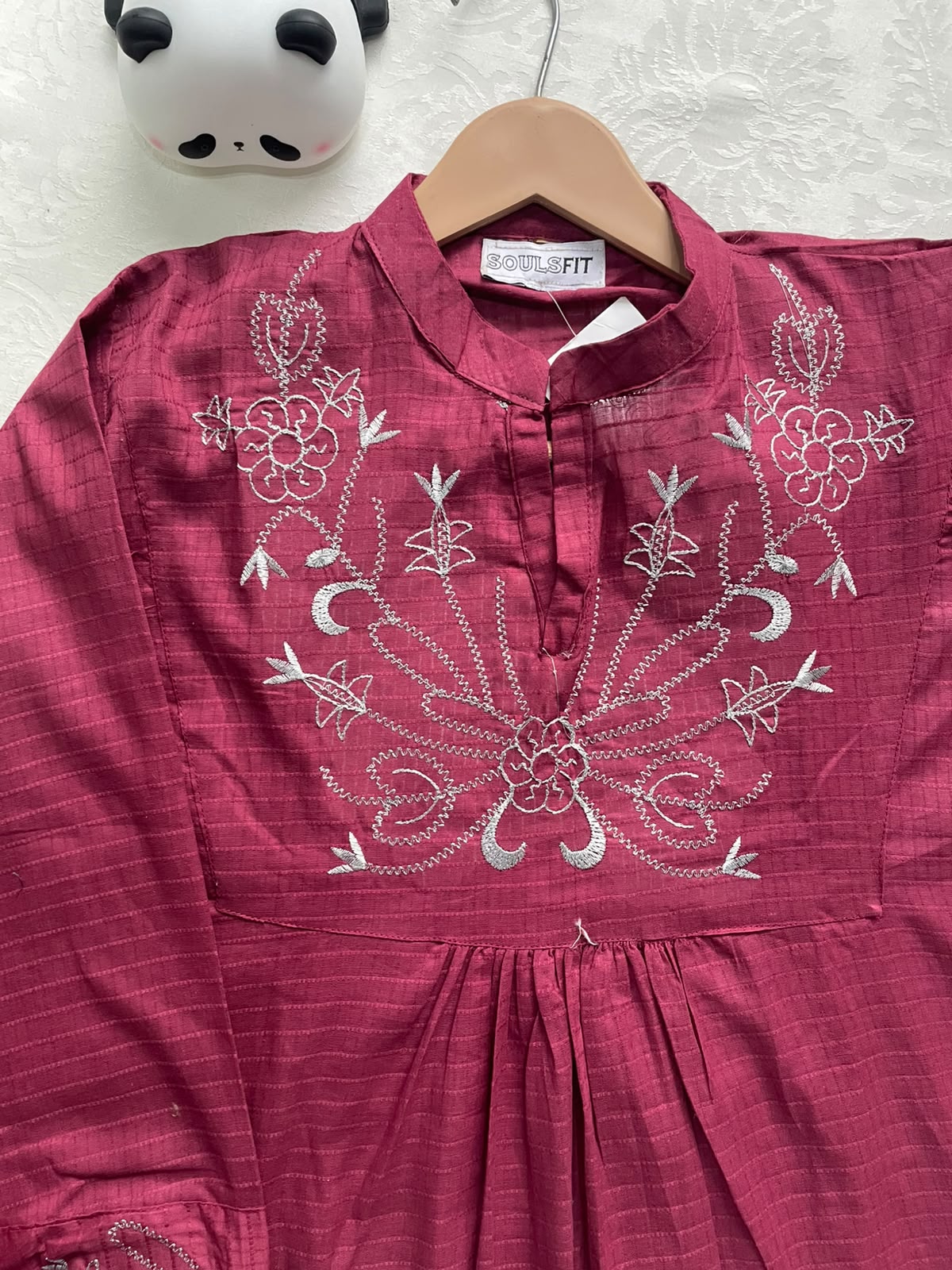 Fuchsia Rose Affair Summer Cotton Embroidere Kurti
