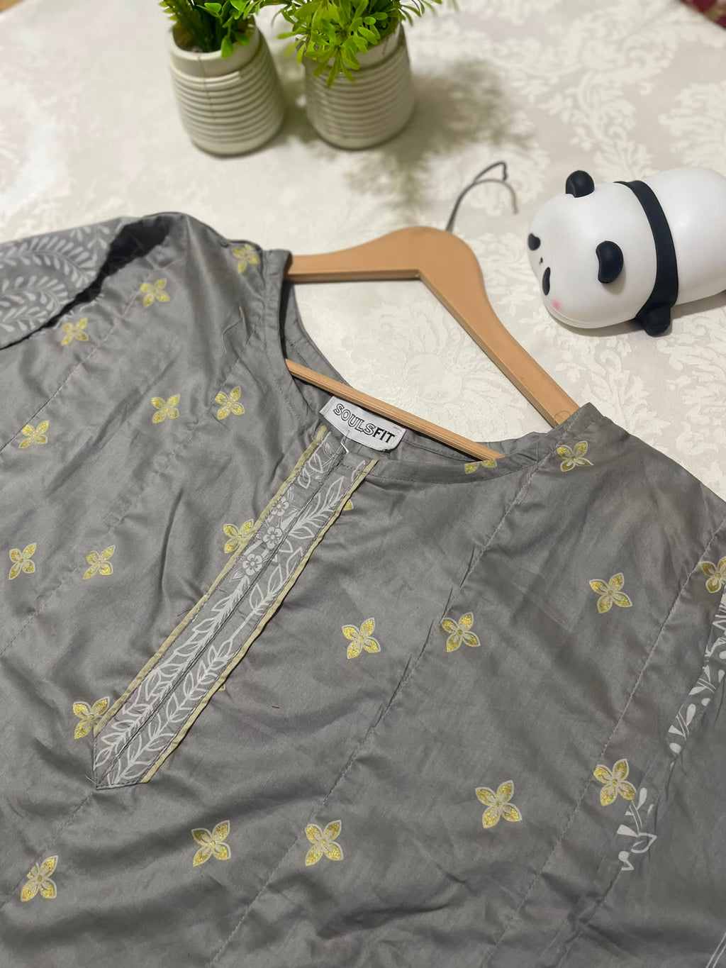 Soft Bloom Grey Summer Cotton  printed kurti
