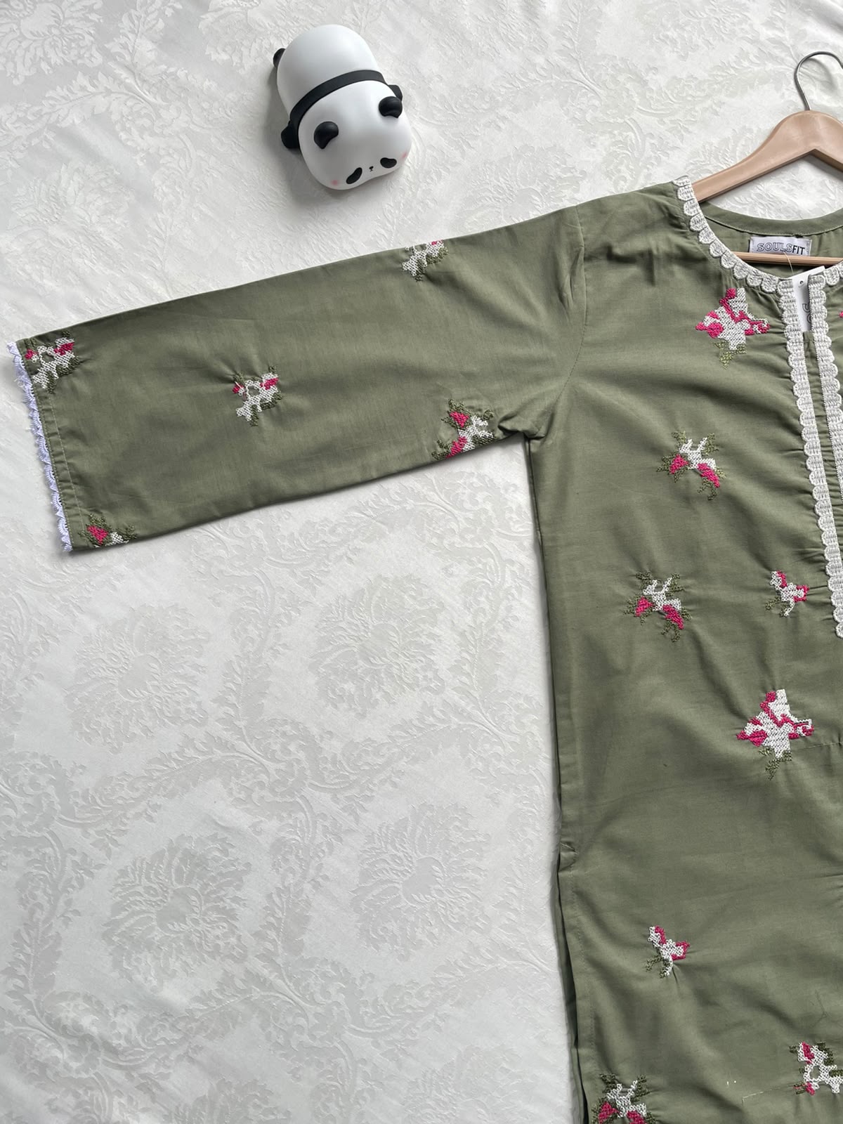 Olive Blossom Summer Cotton Embroiderd Kurti