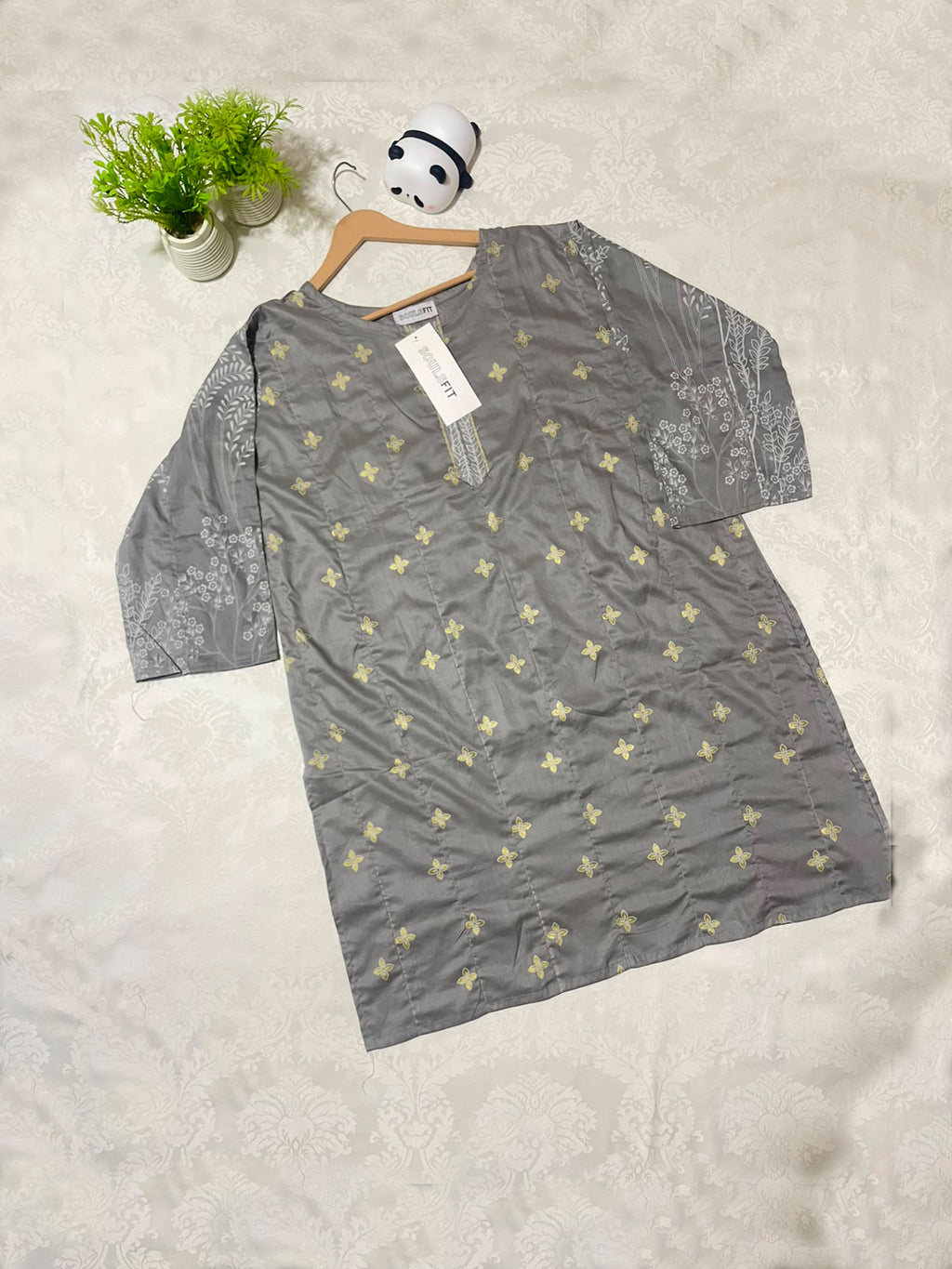 Soft Bloom Grey Summer Cotton  printed kurti