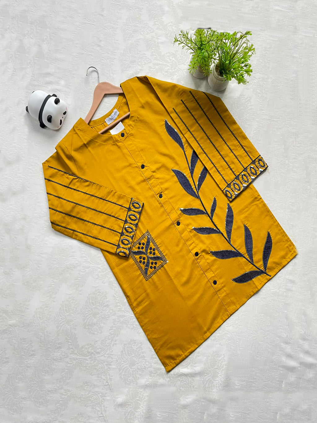 Golden Willow Summer Cotton  Embroidered Kurti